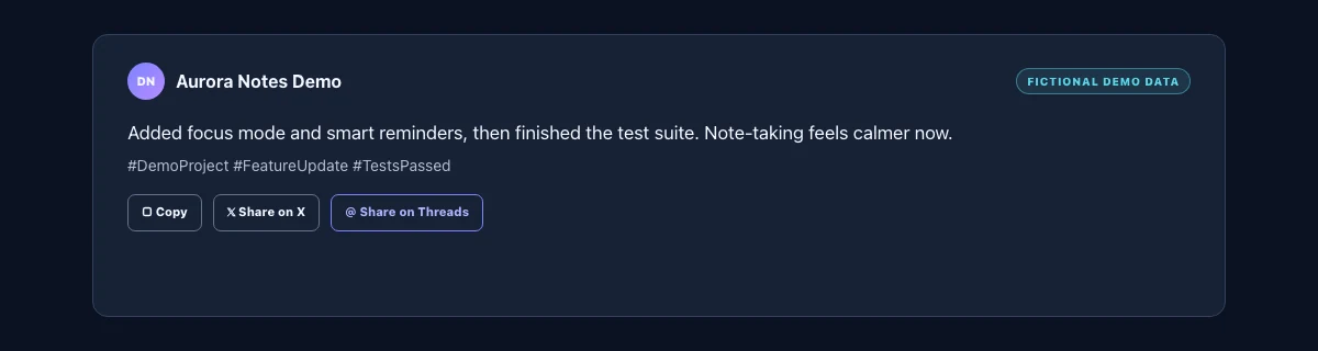 Turning an AI summary into a social caption and sharing it to X and Threads